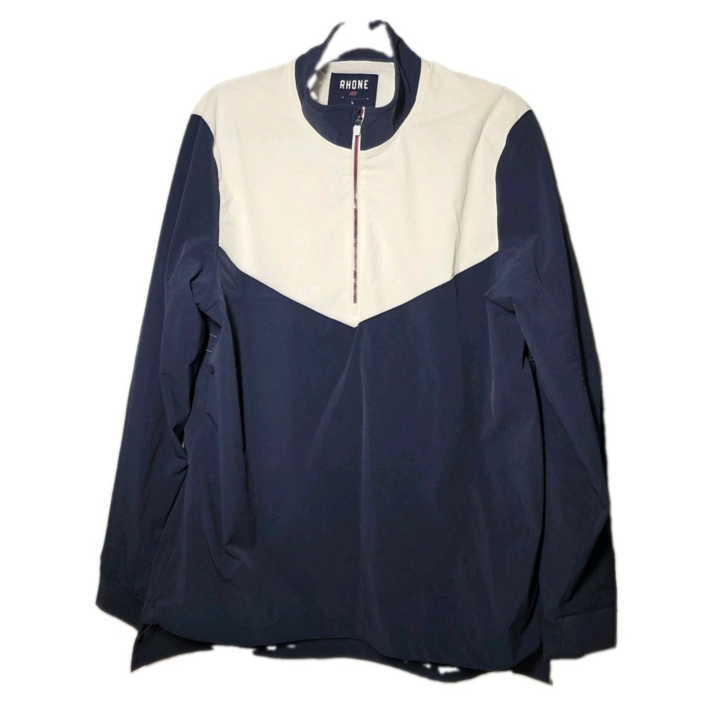 Rhone Pullover Mens Large Navy White Quarter Zip Lightweight Mesh Lined